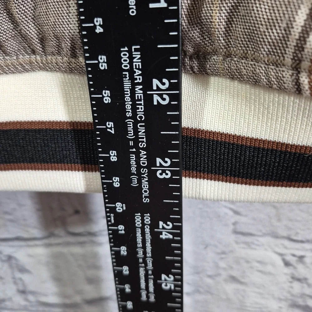 H&M DIVIDED Varsity Jacket Snap Up Brown Beige Plaid‎ Womens XS Preppy Casual